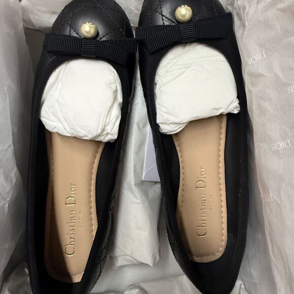 Dior Ballet Flats Quilted Cannage Calfskin in Black Size 36.5 NIB - Picture 7 of 9